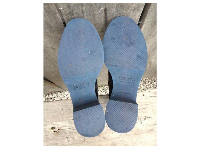 Autre Marque Stivaletti Fratelli Rossetti con plateau in vernice blu navy - vista 5