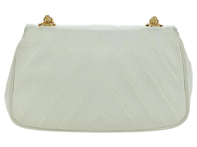 Chanel Vintage Gripoix Flap Leather Bianco - vista 2