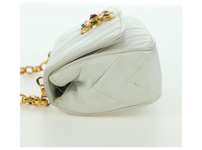 Chanel Vintage Gripoix Flap Leather Bianco - vista 3