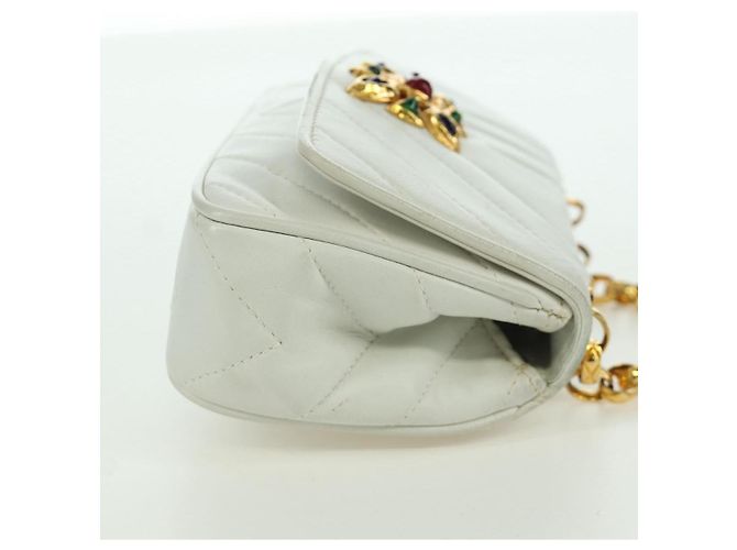 Chanel Vintage Gripoix Flap Leather Bianco - vista 4