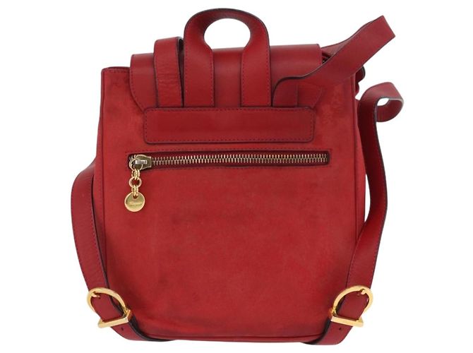 Salvatore Ferragamo Vara Flap Drawstring in pelle e scamosciato Rosso - vista 2