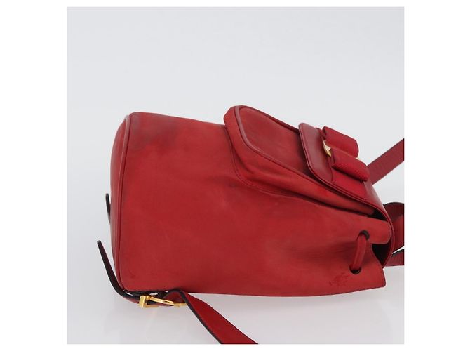 Salvatore Ferragamo Vara Flap Drawstring in pelle e scamosciato Rosso - vista 3