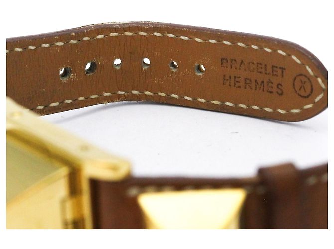 Hermès Reloj de mujer HERMES Medor de cuero con baño de oro y cuarzo - vista 7