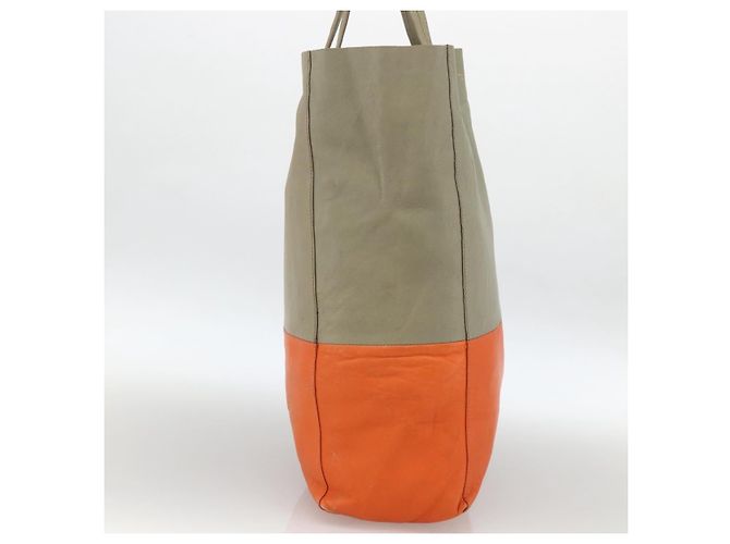 Céline Tote Verticale in pelle bi-materiale Celine Small Beige - vista 3