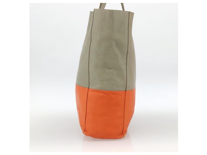 Céline Tote Verticale in pelle bi-materiale Celine Small Beige - vista 4