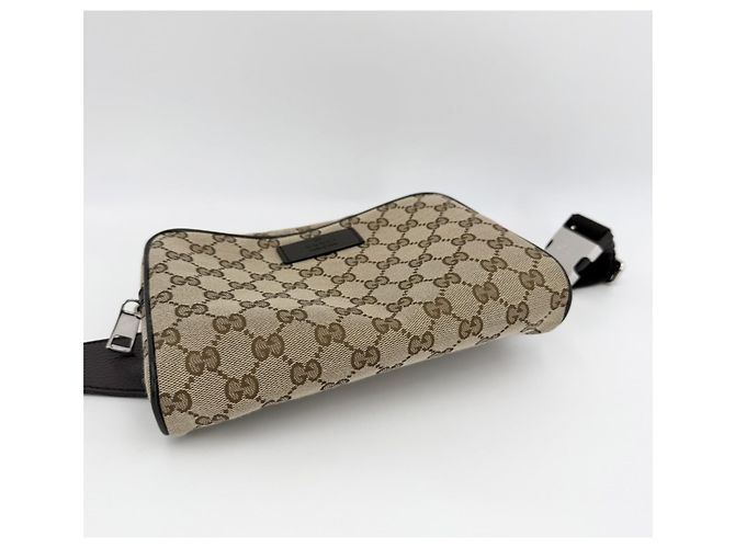 Marsupio Gucci in tela GG marrone e pelle - vista 3
