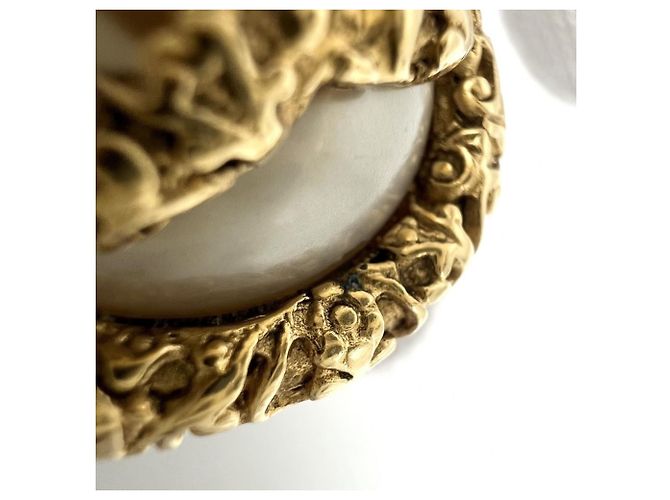 Orecchini vintage Chanel a clip con perla finta D'oro - vista 11