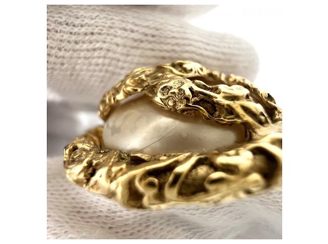 Orecchini vintage Chanel a clip con perla finta D'oro - vista 6
