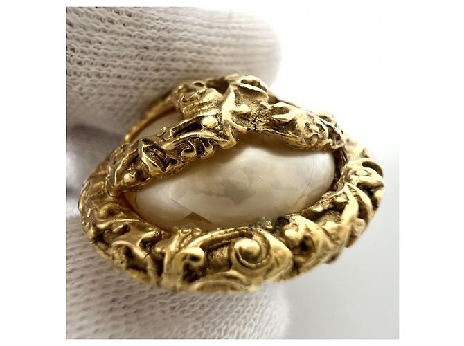 Orecchini vintage Chanel a clip con perla finta D'oro - vista 7