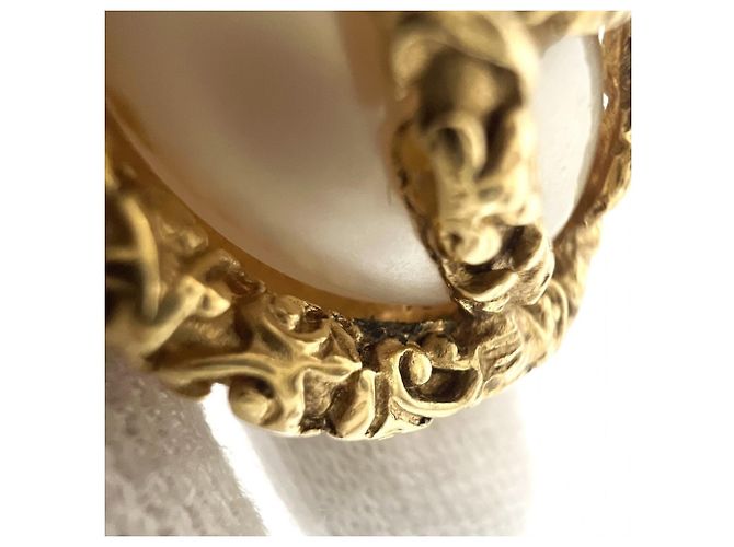 Orecchini vintage Chanel a clip con perla finta D'oro - vista 8