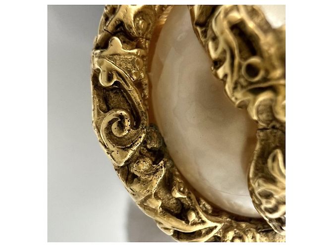 Orecchini vintage Chanel a clip con perla finta D'oro - vista 9