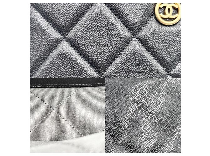 Borsa a tracolla Chanel in pelle di vitello martellata nera Nero - vista 6
