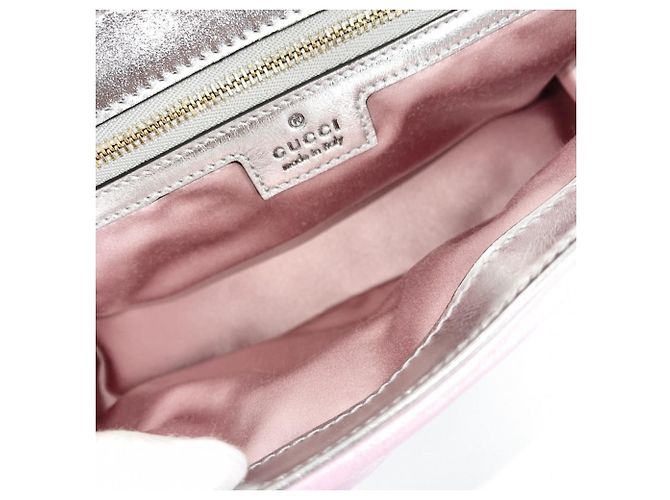 Bolsa de ombro Gucci GG Marmont acolchoada com corrente pequena Prata - vista 5