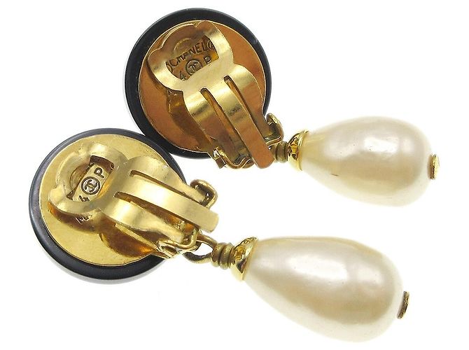 Chanel Vintage CC Dangle Metal con Cristalli Nero - vista 2