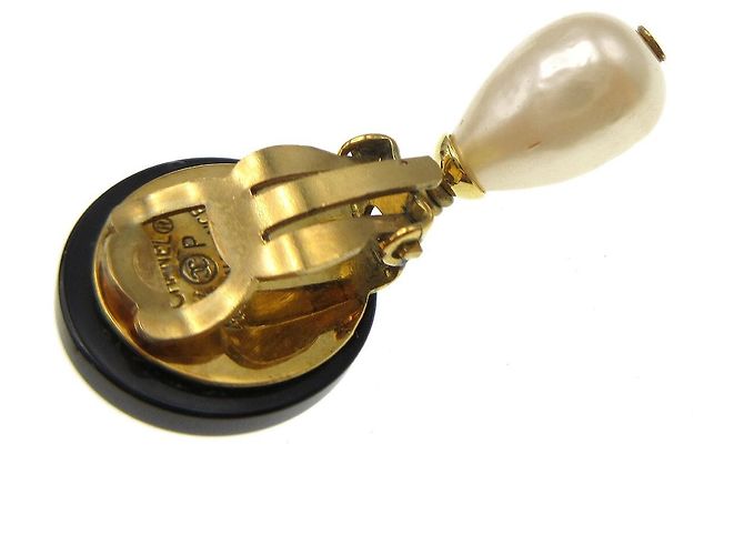 Chanel Vintage CC Dangle Metal con Cristalli Nero - vista 4