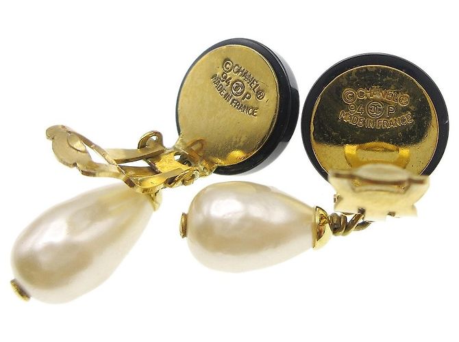 Chanel Vintage CC Dangle Metal con Cristalli Nero - vista 5