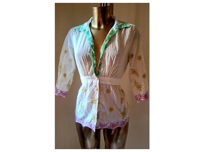 Autre Marque Blusa Bordada Marlboro Classics Rosa Blanco Verde - vista 2