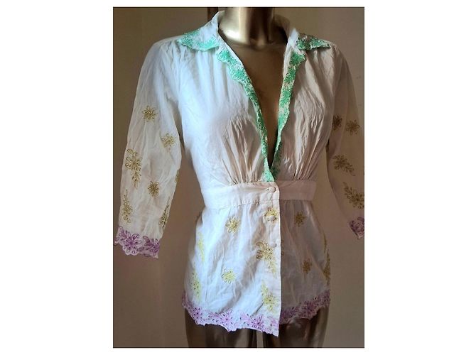 Autre Marque Blusa Bordada Marlboro Classics Rosa Blanco Verde - vista 4