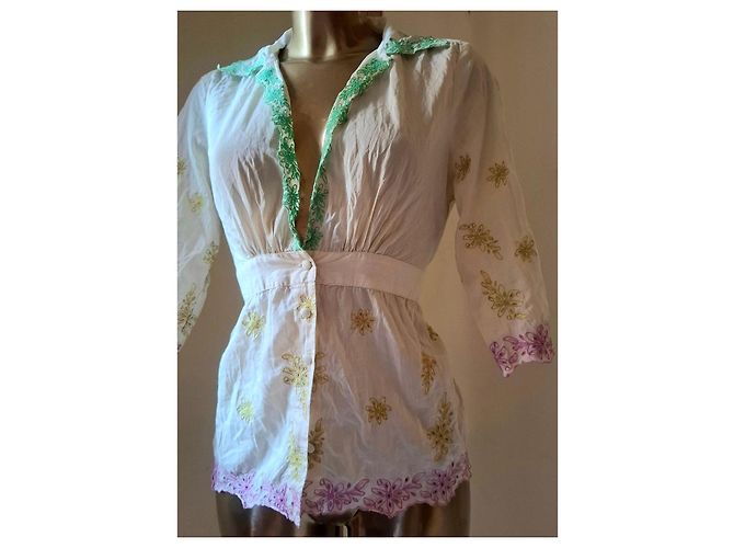 Autre Marque Blusa Bordada Marlboro Classics Rosa Blanco Verde - vista 5