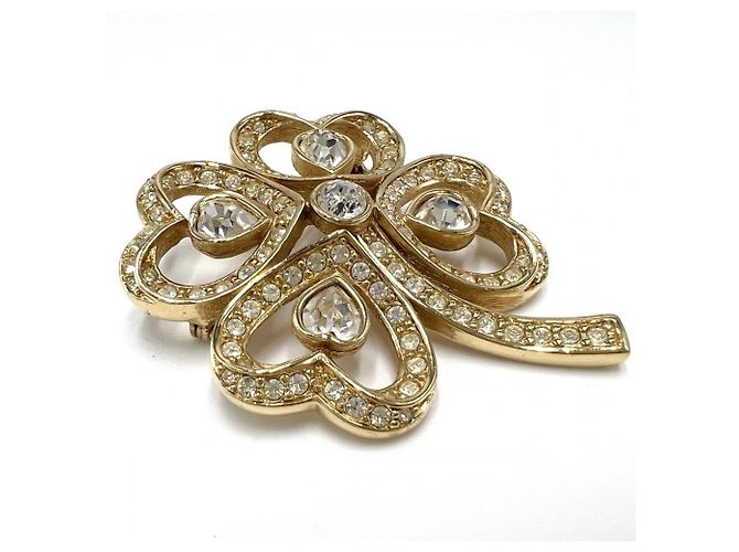 Spilla Trifoglio in Oro e Strass Christian Dior D'oro - vista 3