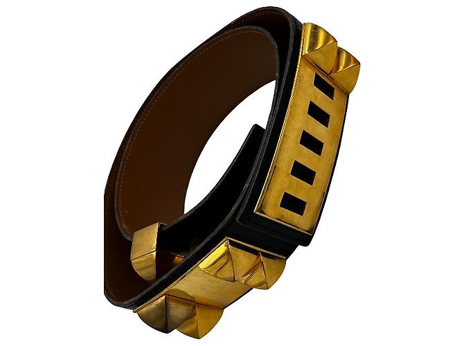 Hermès Hermes Collier de Chien Gürtel Leder Breit Schwarz - Ansicht 3