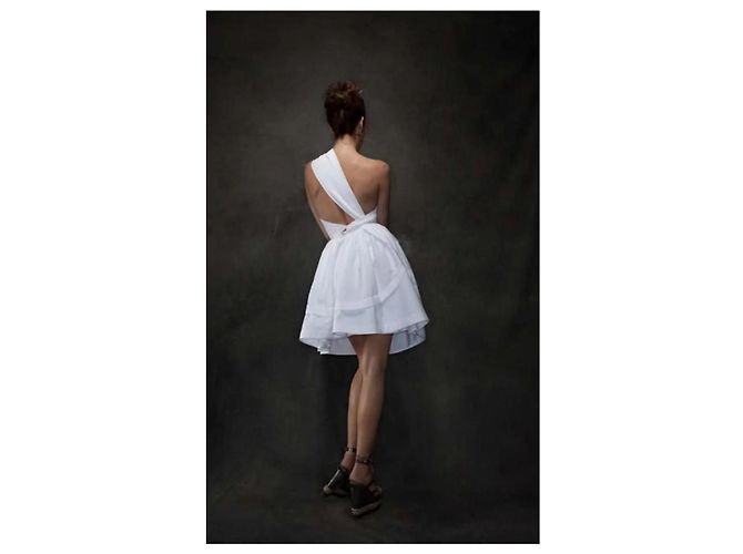 Alaïa schwarzes One-Shoulder-Kleid mit Volants - Ansicht 12