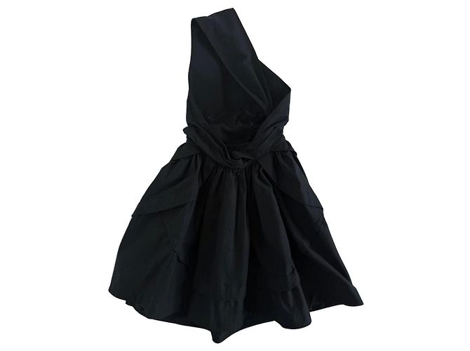 Alaïa schwarzes One-Shoulder-Kleid mit Volants - Ansicht 3