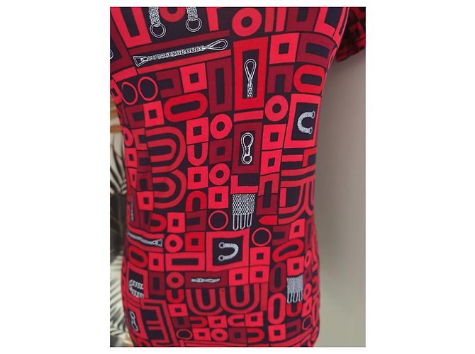 T-shirt Hermès con stampa geometrica Rosso Blu scuro - vista 2
