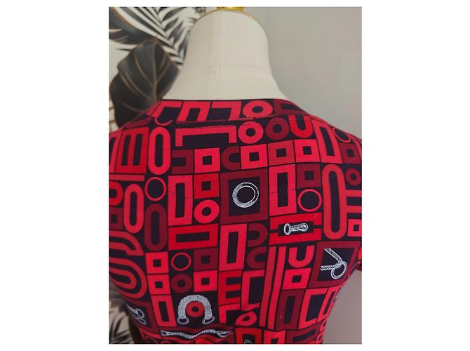 T-shirt Hermès con stampa geometrica Rosso Blu scuro - vista 4