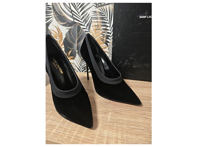 Saint Laurent Décolleté a punta in velluto nero - vista 5