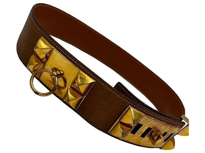 Hermès Hermes Collier de Chien Gürtel Breit aus Leder Braun - Ansicht 4