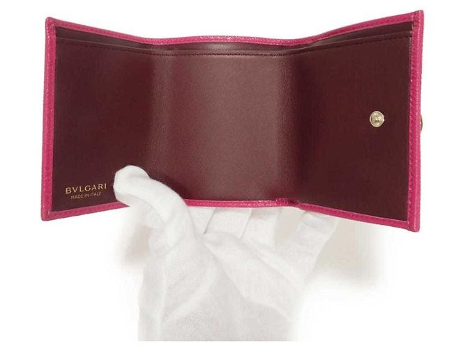 Bulgari Bvlgari Tri-Fold Wallet aus rosa Leder Pink - Ansicht 5