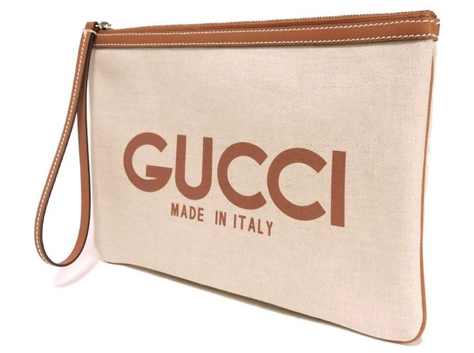 Clutch Gucci in lino beige - vista 2