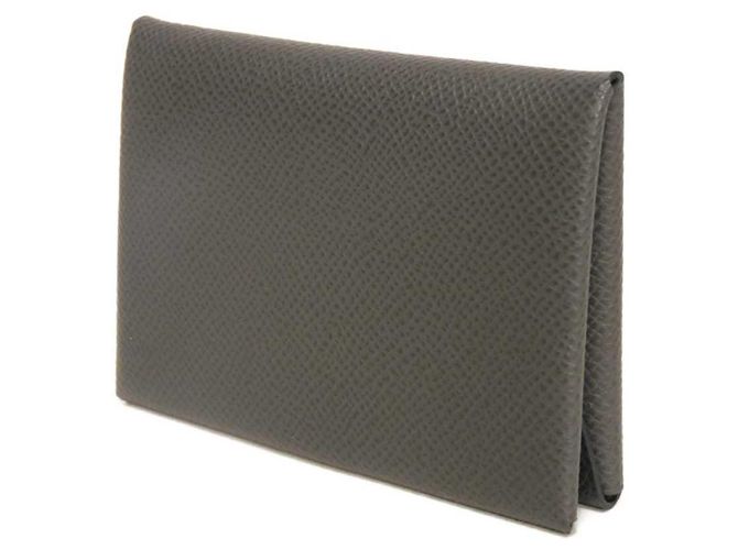 Hermès Monedero Calvi Duo Hermes Gris antracita Damier ebene - vista 2
