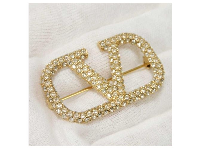 Broche V Logo chapado en oro Valentino - vista 9
