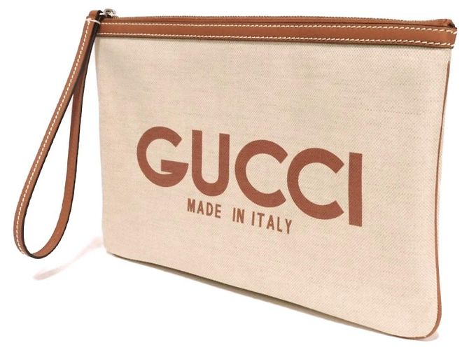 Clutch Gucci in lino beige - vista 2