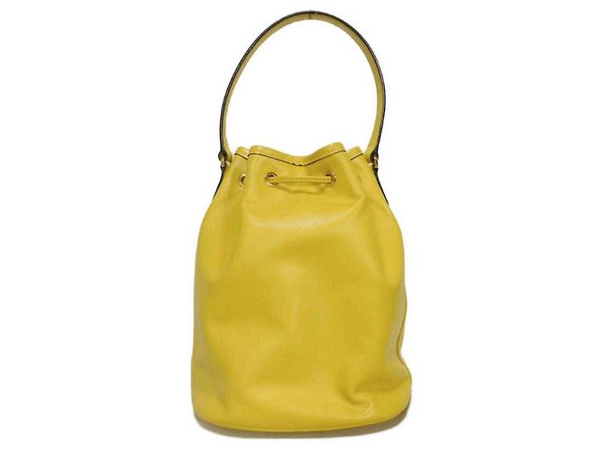 Borsa a secchiello Duetto in Saffiano Prada Giallo - vista 5
