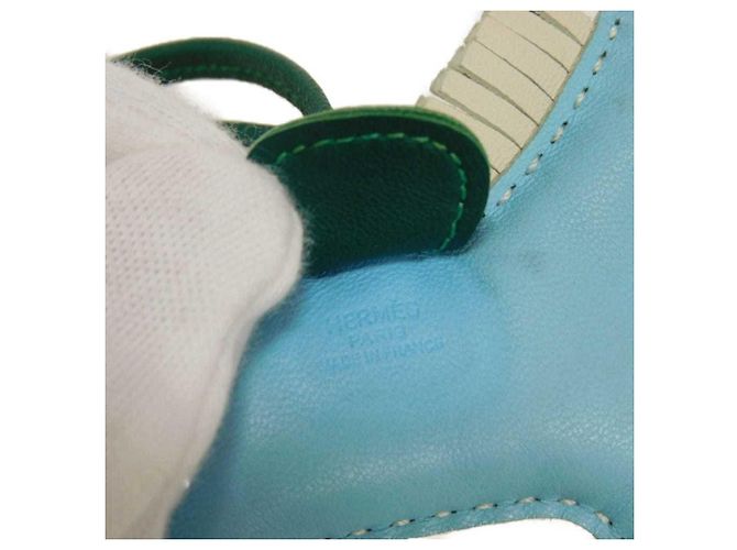 Hermès Hermes Rodeo PM Handtaschenanhänger Weiß Blau Grün Hellblau - Ansicht 11