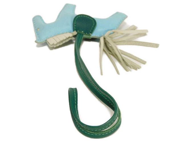 Hermès Hermes Rodeo PM Handtaschenanhänger Weiß Blau Grün Hellblau - Ansicht 3