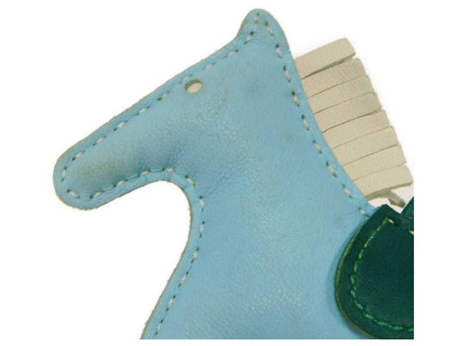 Hermès Hermes Rodeo PM Handtaschenanhänger Weiß Blau Grün Hellblau - Ansicht 5