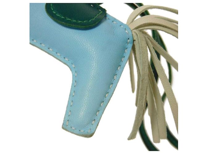 Hermès Hermes Rodeo PM Handtaschenanhänger Weiß Blau Grün Hellblau - Ansicht 7