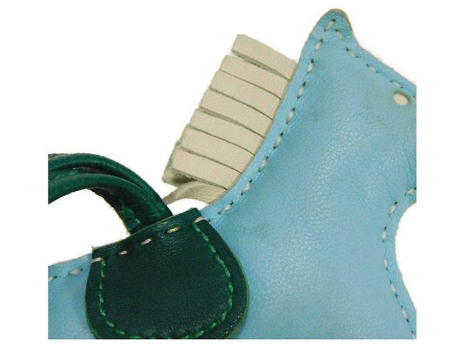 Hermès Hermes Rodeo PM Handtaschenanhänger Weiß Blau Grün Hellblau - Ansicht 8