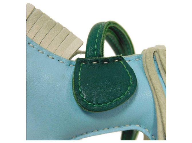 Hermès Hermes Rodeo PM Handtaschenanhänger Weiß Blau Grün Hellblau - Ansicht 9