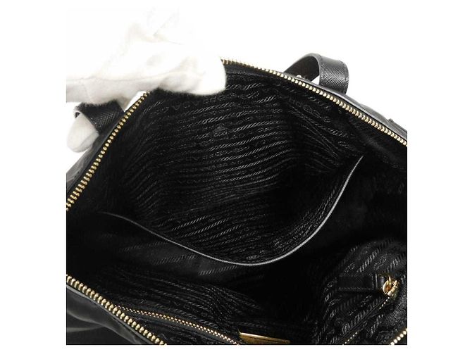 Borsa Tote Prada Tessuto Robot Applique Nero - vista 10