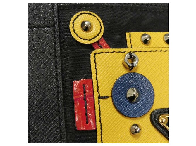 Borsa Tote Prada Tessuto Robot Applique Nero - vista 14