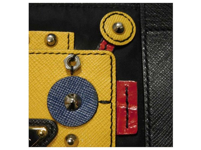 Borsa Tote Prada Tessuto Robot Applique Nero - vista 15