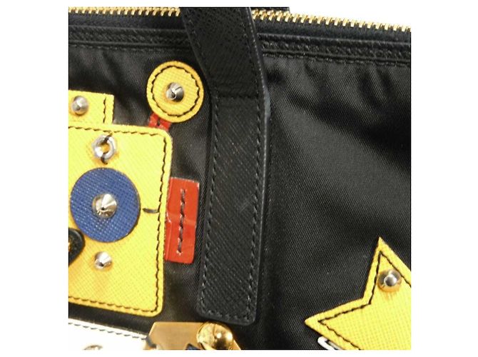 Borsa Tote Prada Tessuto Robot Applique Nero - vista 26