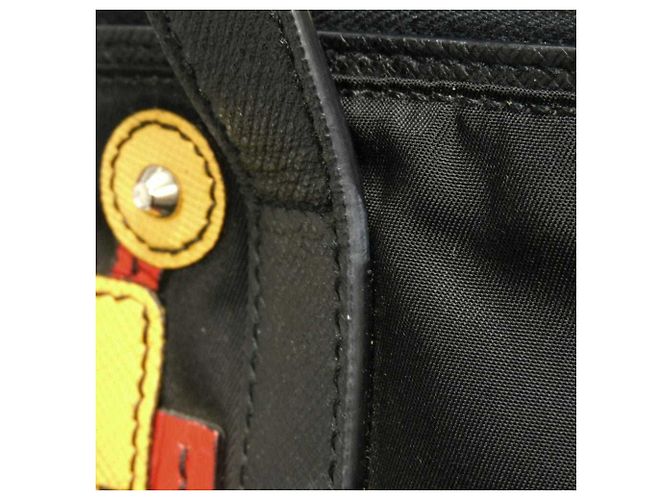 Borsa Tote Prada Tessuto Robot Applique Nero - vista 27