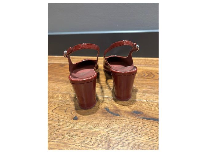 Chanel Burgundy Patent Leather Slingback Heels Dark red - view 10