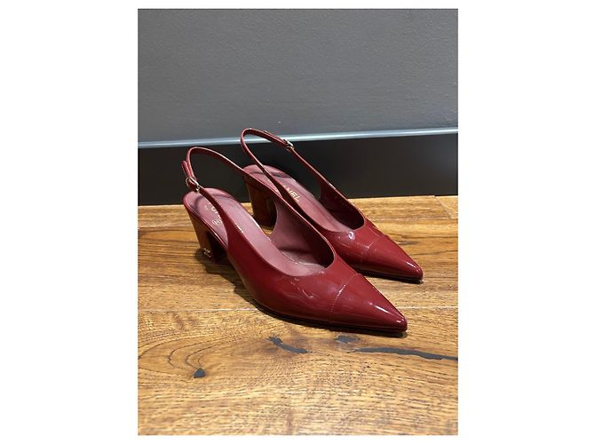 Chanel Burgundy Patent Leather Slingback Heels Dark red - view 2